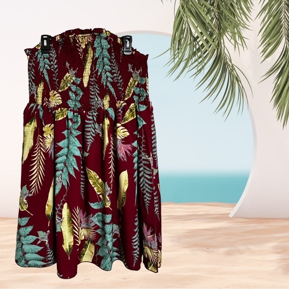 Plus Tropical Print Shirred Tube Dress Size 16 (2XL) - Picture 3 of 4